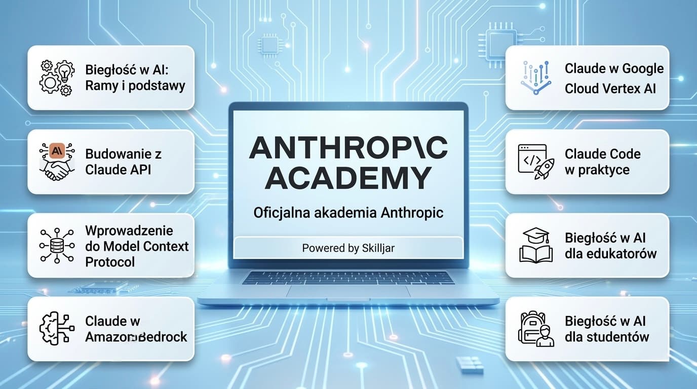 Anthropic Academy na Skilljarze. Darmowe kursy wokół Claude, API, MCP i AI Fluency