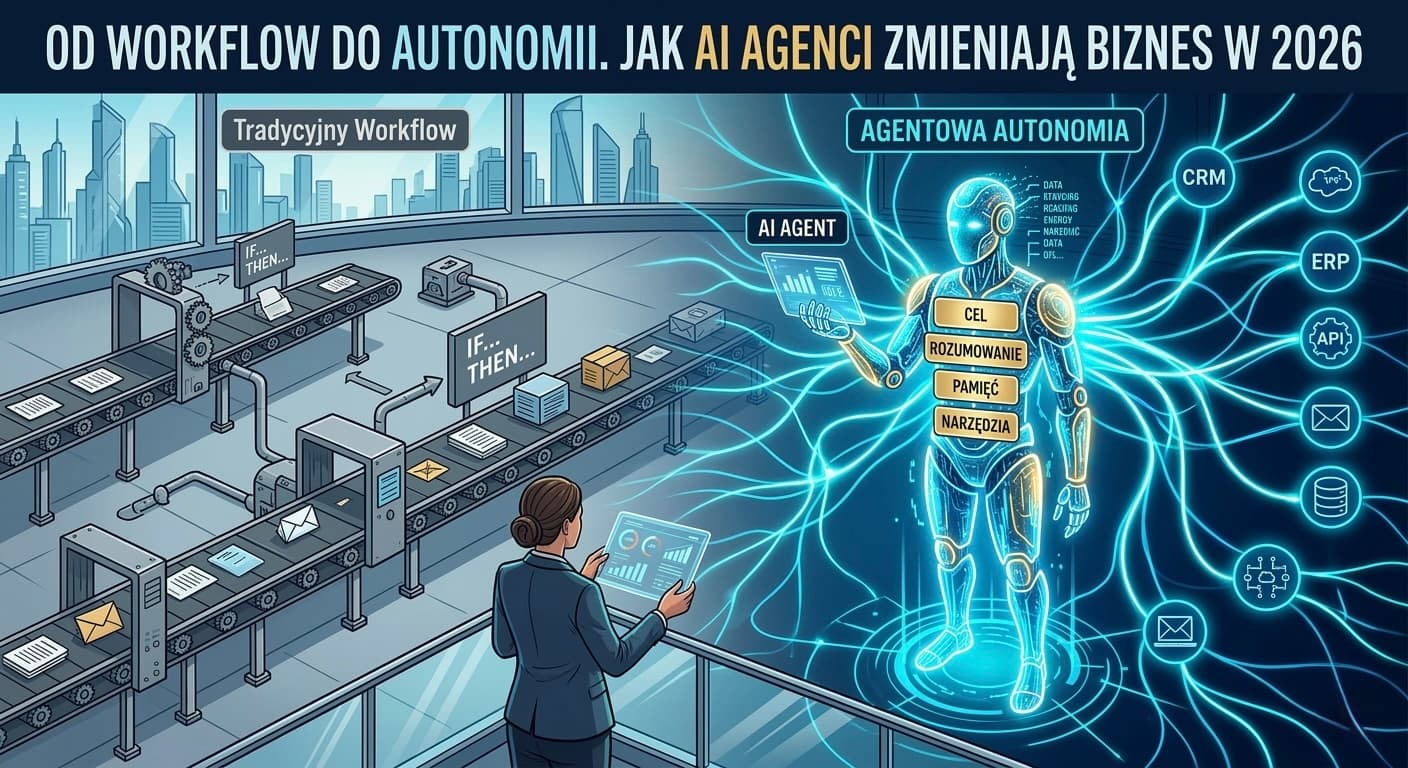 Od workflow do autonomii. Jak AI agenci zmieniają automatyzację biznesu w 2026